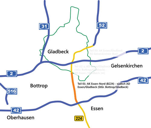 Der erste Bauabschnitt des Ausbaus der B224 zur A52